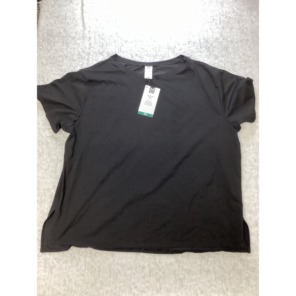 Members Mark Active Tee Womens 3XL Black Short Sleeve Relaxed Fit Shirt NWT